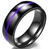 8MM Classical Black Stainless Steel Ring Plain Wedding Band (Black