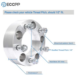 ECCPP 2X 5x4.5 to 5x4.5 Wheel Spacers 2" 5x114.3 to 5x114.3 87.1mm 1/2" Studs Compatible with for Je-ep Liberty for Je-ep Wrangler for Je-ep Cherokee for Je-ep Grand Cherokee