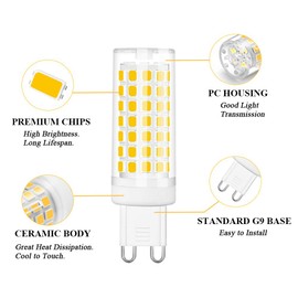 SumVibe G9 LED Bulb, 6W G9 LED Bulb Dimmable, G9 Halogen Bulb 60 Watt Equivalent, Warm White 3000K G9 Bulb 550 Lumen,6-Pack