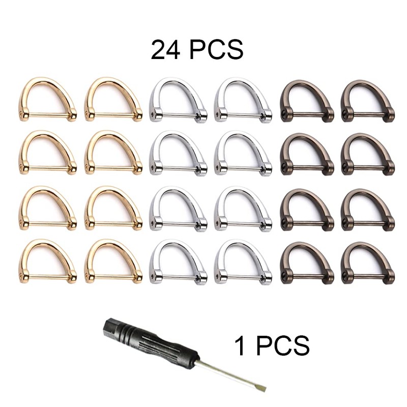 Pamtns Pack of 24 D Ring with Screw Backpack Buckle