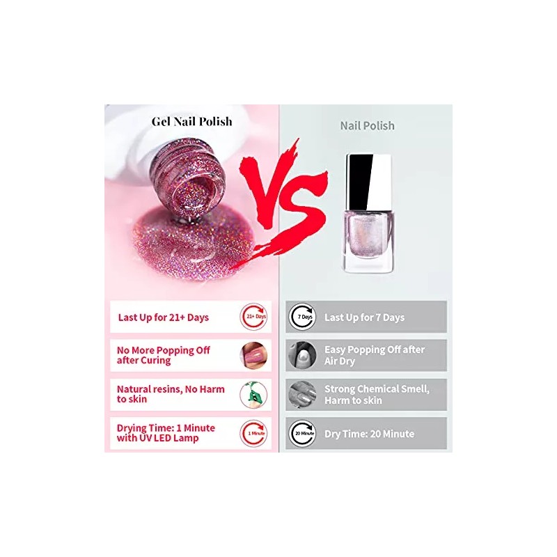 Rarjsm Esmalte De Gel Uñas Holograficas Oro Rosa Unicornio Sirena