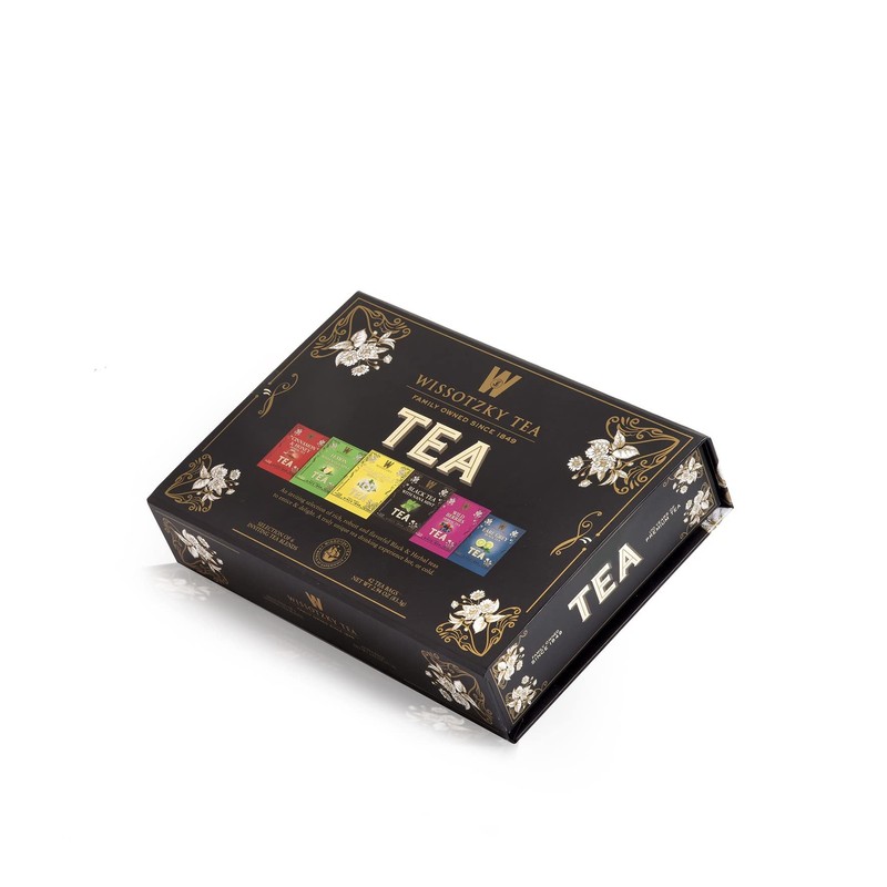 Wissotzky Artisinal Tea Chest Box, Assorted Flavors of Black &