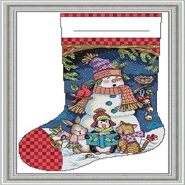 Howie's Needlepoint Cross Stitch Kits, 11CT Pre-Printed Pattern Charistmas Stocking Needlepoint Kits, DIY Charistmas Gift, Chant, 17.3 x 24.8 Inch