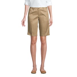 Lands' End Uniform Girls Plain Front Chino Blend Short Khaki Womens Regular 12