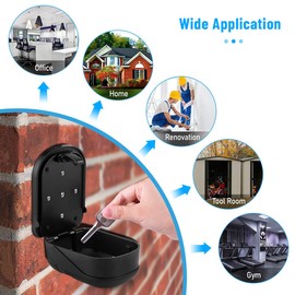 BTNEEU Key Safe Wall Mounted Outdoor, Key Safe with Number Code 4 Digit for Keys, Large Key Box Outdoor for Outdoors, Indoors, Home, Garage, School (Black 1)