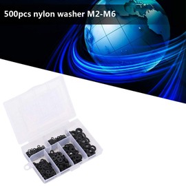500 Piezas Arandelas de Nylon M2 M2.5 M3 M4 M5 M6 Arandelas Planas Espaciadores Redondos Juego de Surtido de Juntas Lisas para Uso en el Hogar Automotriz y en Tiendas (Negro)