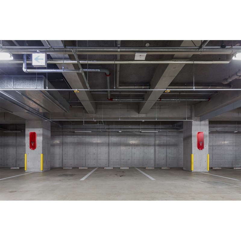 Red Surface-Mounted Fire Extinguisher Cabinet with Clear Pull-Cover for 2