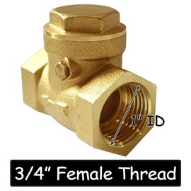 Uenede Solid Brass 3/4 Inch Horizontal Swing Check Valve 3/4" Female Thread DN20 Non-return One-Way Prevent Water Back-flow