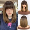 WOKESTAR Staright Wig with Fringe Synthetic Mid-length Layered Wigs for