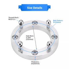 WSAYS 4pcs 1.0" Wheel Adapter Spacer 4x156mm for Polaris Ranger General RZR