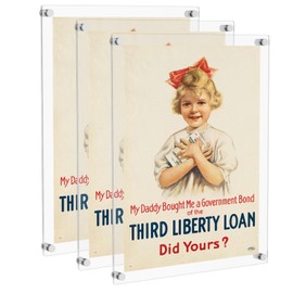 NIUBEE Clear Acrylic Wall Mount Floating Frameless Picture Frame Up to 18x24 Photo for Poster Photography Frames-Double Panel(Full Frame is 20.5x26.5 inch) - 3 Pack