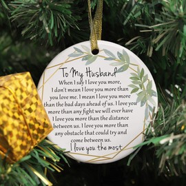 Two-Side Printed to My Husband Ceramic Christmas Ornament, Christmas Ornament for Husband, Husband Gifts from Wife, Christmas Keepsake