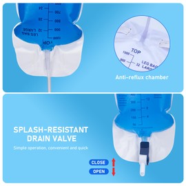 DOKIBI 1000ml Catheter Leg Bags, Urinary Drainage Bag for Men Women with Anti-Reflux Valve, 18” Tubing and Adjustable Cloth Straps, Easy Flip Drain (Pack of 5)