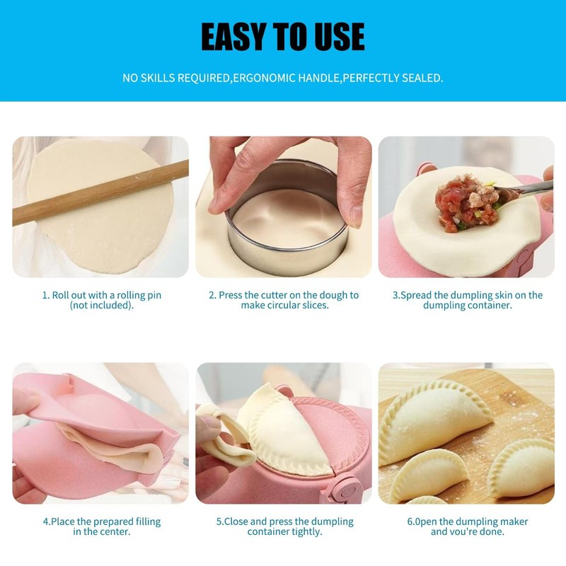 Empanada Maker Press, Multiple Size Dumpling Maker Set with Dough