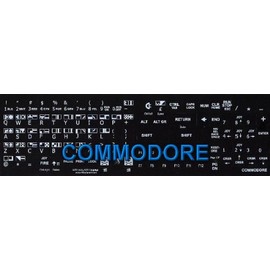 COMMODORE 64 NON-TRANSPARENT KEYBOARD STICKERS BLACK BACKGROUND