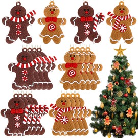 Patelai Pack of 16 Christmas Gingerbread Man Decoration Gingerbread Man Christmas Tree Decorations Traditional Gingerbread Pendant Ornaments with 65.62 Feet Rope for Christmas Decoration Home