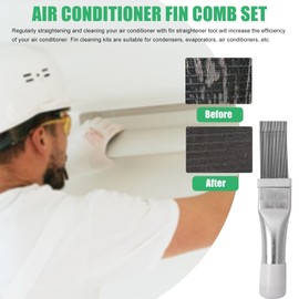DEARCOOL 3 PCS Air Conditioner Fin Comb Condenser Fin Straightener Include FCR6 Fin Comb, Plastic Air Conditioner Fin Comb and Metal Radiator Fin Comb for Air Conditioner Condenser