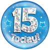 OakTree 6" Jumbo Badge 15 Today Blue Holographic Cracked Ice