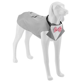 Bnibol Tuxedo Dog Collar for Wedding Engagement and Birthday, Formal Dog Bandana Collar Costume with Bow Tie and Adjustable Buckle,Suitable for Small Medium Large Dog. (Gray, XXL)