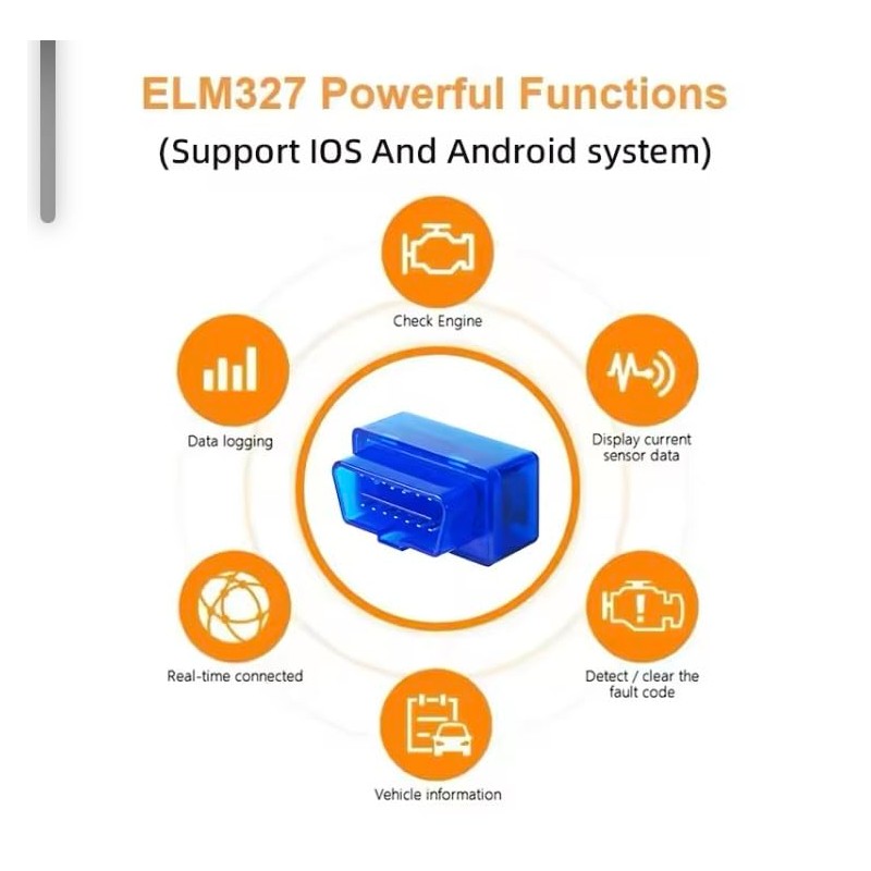 UKDGTMR Mini Bluetooth OBD II Code Reader EOBD Scanner Adapter