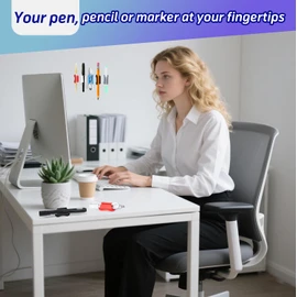 SameTech 10 Pack Adhesive Silicone Pen Holder Pencil Grips-Reusable Sticky Pencil Grips for Desk,Notebook,or Wall,Ergonomic Writing Aid for Kids&Adults,(Fits Pens,Pencils,Tools (black, 10pcs)