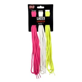 Moneysworth & Best Neon Sport Lace, Pink/White/Yellow, 45", 3 PACK