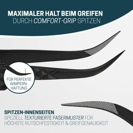KLINGENHELD Precise Eyelash Tweezers Set – Extra Fine Fibre Tips for Maximum Hold – For More Volume and Perfect Compartments – Includes Cotton Case 100% Plastic-Free – Tweezers Eyelash Extension