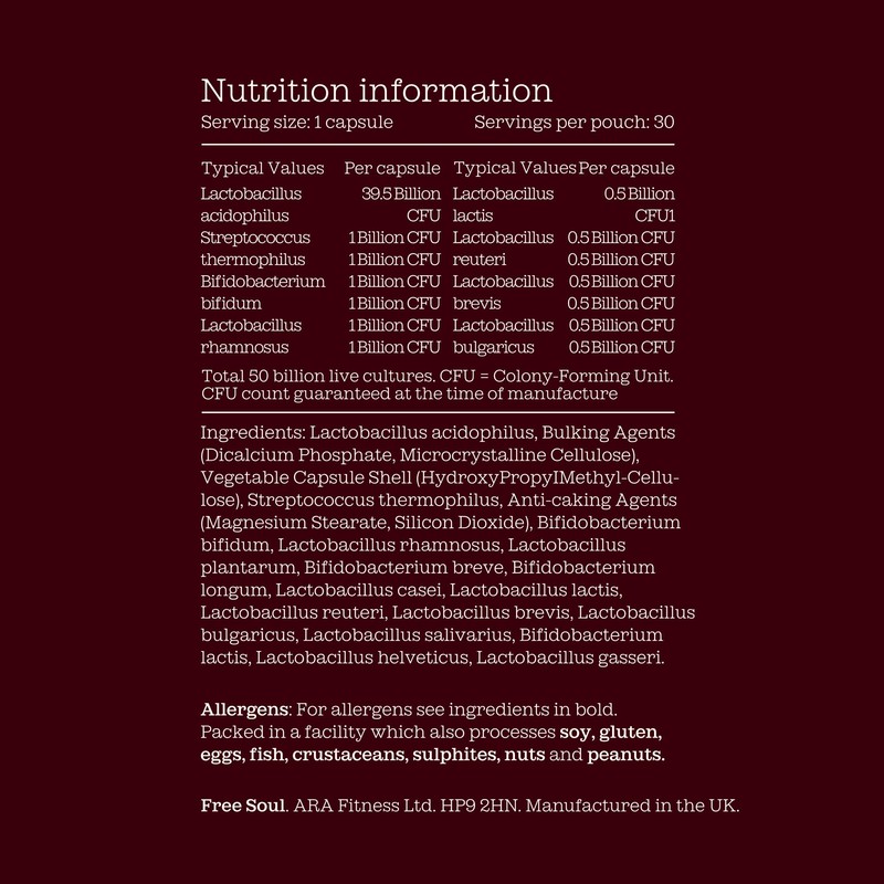 Free Soul 50 Billion CFU Pro Bio Cultures Complex with