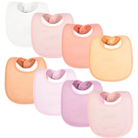 Tiny Twinkle Baby Feeding Bibs 8 Pack - Waterproof and Absorbent Infant Drool and Feeding Baby Bibs (Girl Sherbet 8-Pack)