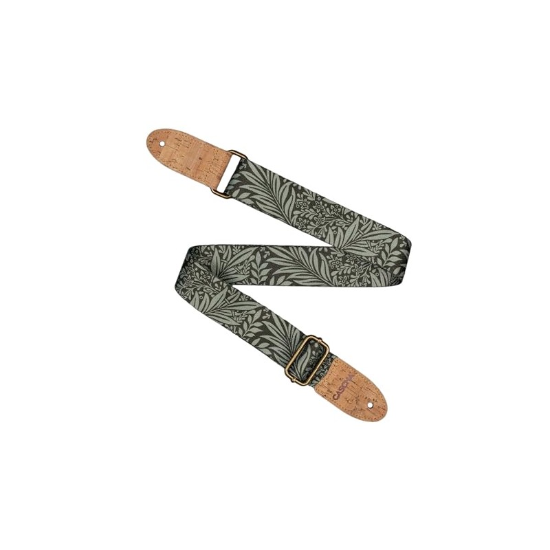 Cascha Vegan Guitar Strap with Leaf Pattern, Polyester with Cork