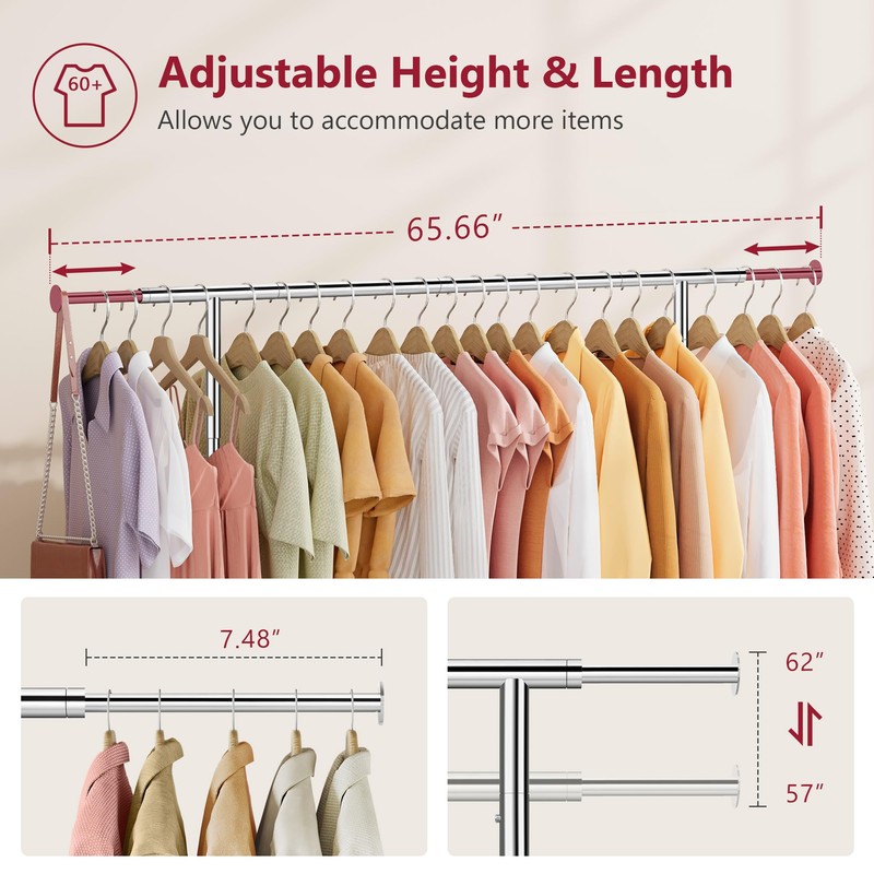Tajsoon Heavy Duty Clothes Rack Foldable Garment Rack with Wheels