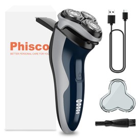 Phisco Rechargeable Electric Razor for Men: 120-Min Electric Shaver with 1-Hour USB-C Fast Charge - IPX7 Waterproof Wet/Dry Shaver - 10000RPM Powerful Motor, 0.07mm Ultra-Thin Blade, Pop-up Trimmer
