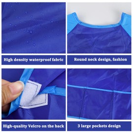 Jinlaili 2 Pieces Painting Apron with Sleeves for Children from 3 to 8 Years Girls/Boy, Children's Aprons with 3 Pockets, Waterproof Painting Apron Kids Painting Coat for School Art Painting, Cooking,