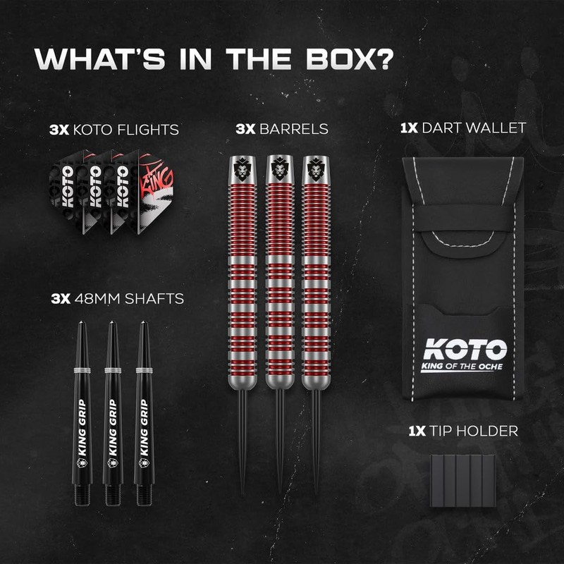 KOTO Tribute Darts 14 G, Silver & Red, Darts Set