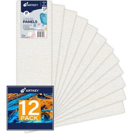 Canvas Panels 4x12 Inch 12-Pack, 10 oz Primed 100% Cotton White Blank Canvases for Painting, Long Flat Canvas Boards for Oil Acrylics Watercolor & Tempera Paints
