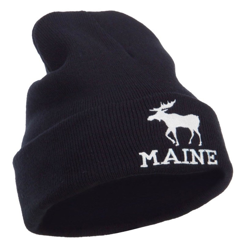 e4Hats.com Maine State Moose Embroidered Cuff Beanie - Black OSFM