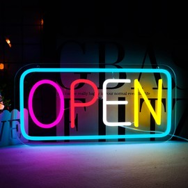 qbanziou Open Neon Sign for Business，Led Sign Hanging Window Wall Decor Open Signs for Business,Coffee, Shop, Bar, Bakery,Hotel Store