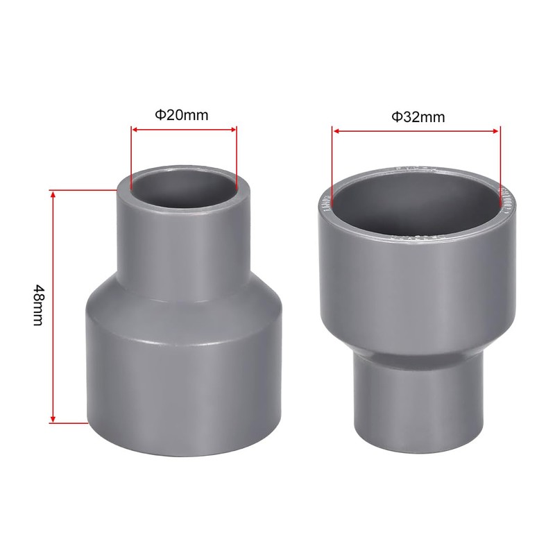 sourcing map PVC DWV Reducing Coupling Schedule 40 Gray 20mm