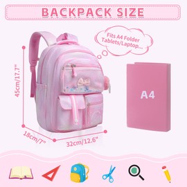 CNRYRIO Girls Backpack for School - Kawaii Bookbag Cute Large Capacity - Travel Backpack for Elementary Primary Middle School