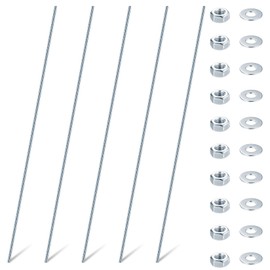 Pack of 5 M5 Threaded Rods, Threaded Rods, Threaded Rod, Threaded Bolts, Blue Zinc, Threaded Rods with Metric Full Thread with Nuts & Washers (M5 x 300 mm)