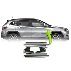 BENINI DESIGN STUDIO - Black or Matte Black Hood Blackout Stripes Decal Graphics Racing Stripes Vinyl Stickers Compatible with Jeep Compass 2014-2023 (Style 4, Gloss Black) (Gloss Black)