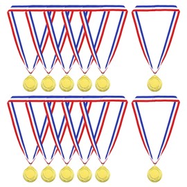 PATIKIL Gold Award Medals, 12 Pcs Blank Style Winner Medals with Neck Ribbon Metal Medals Prizes for Competitions, Party Decorations, Golden
