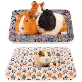 RJFUJP 2 Pcs Guinea Pig Bed, 35x25cm Hamster Bed, Washable Guinea Pig Bed Mat Fluffy Guinea Pig Bedding Mat Sleeping Pad for Bunny Hamster Guinea Pig
