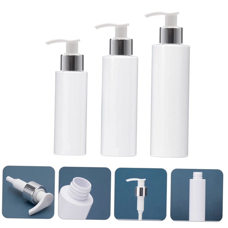IWOWHERO 3pcs White Lotion Pump Bottles Refillable Travel Containers for