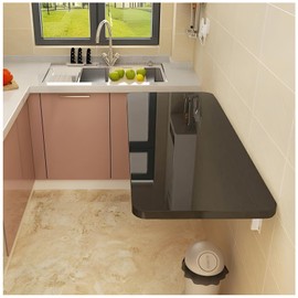 CYGJSYEA Space-Saving Wall-Mounted Fold-Down Table in Classic Black – Versatile for Kitchens, Laundry Rooms, Home Bars, and Dining Areas (100x50cm/39.4"×19.7")