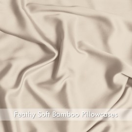 2 Pack Cooling Pillowcasess for Hot Sleepers & Night Sweats, 400 TC Bamboo Viscose Pillow Protectors, Zippered Pillow Cases Standard Size, Breathable Silky Soft Pillow Covers, Beige, 20x26