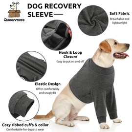 Queenmore Dog Recovery Sleeve for Front, Breathable Elbow Protector After Surgery, Alternative to Cone of Shame, Grey, XL