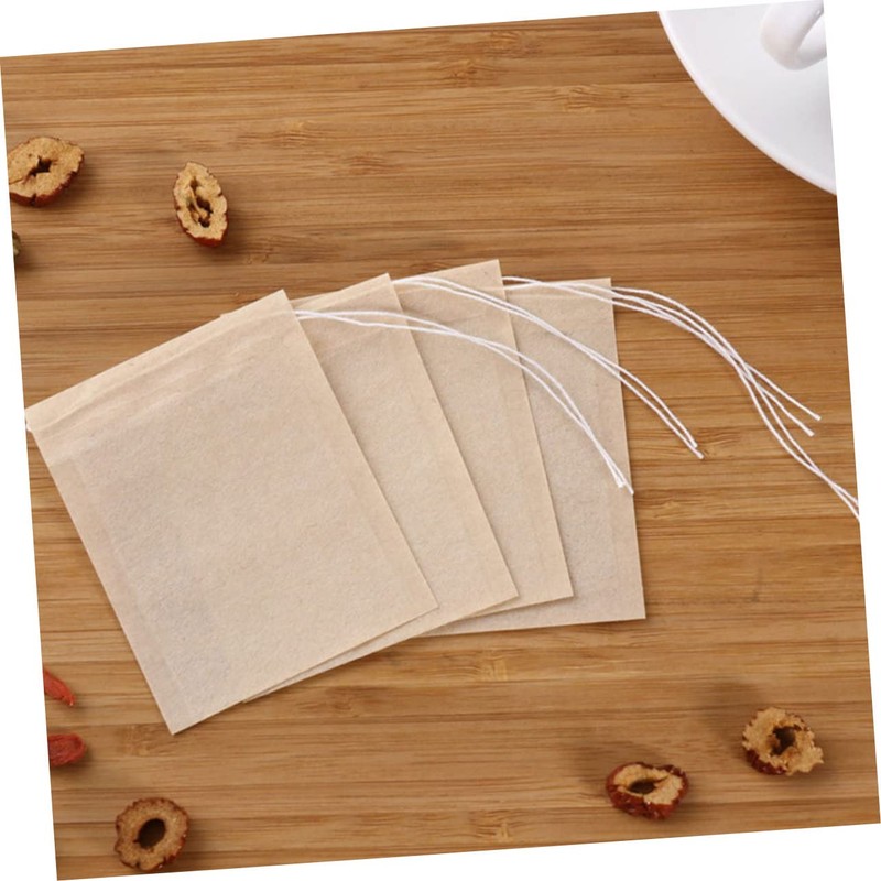 COLLBATH 200pcs Disposable Tea Filter Bags with Drawstring Loose Tea