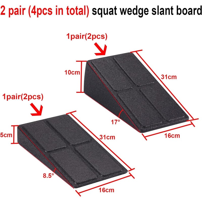 HUNKEN 3Pcs Slant Board Squat Wedge Calf Stretcher for Physical