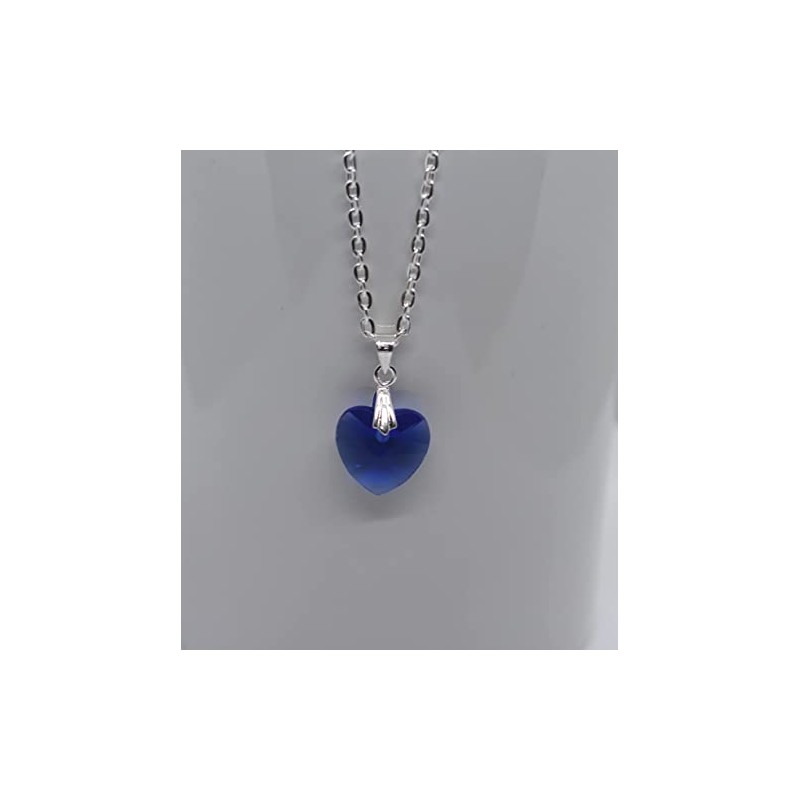 Beautiful Crystal Heart Pendant Jewellery Set (Blue)
